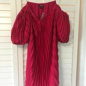 Express Off The Shoulder Pleated Mini Dress